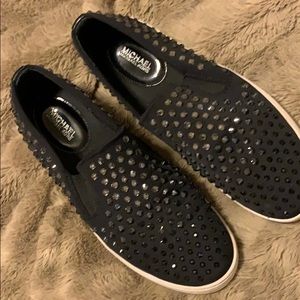 Michael Kors black slip on w/shiny spikes size 9